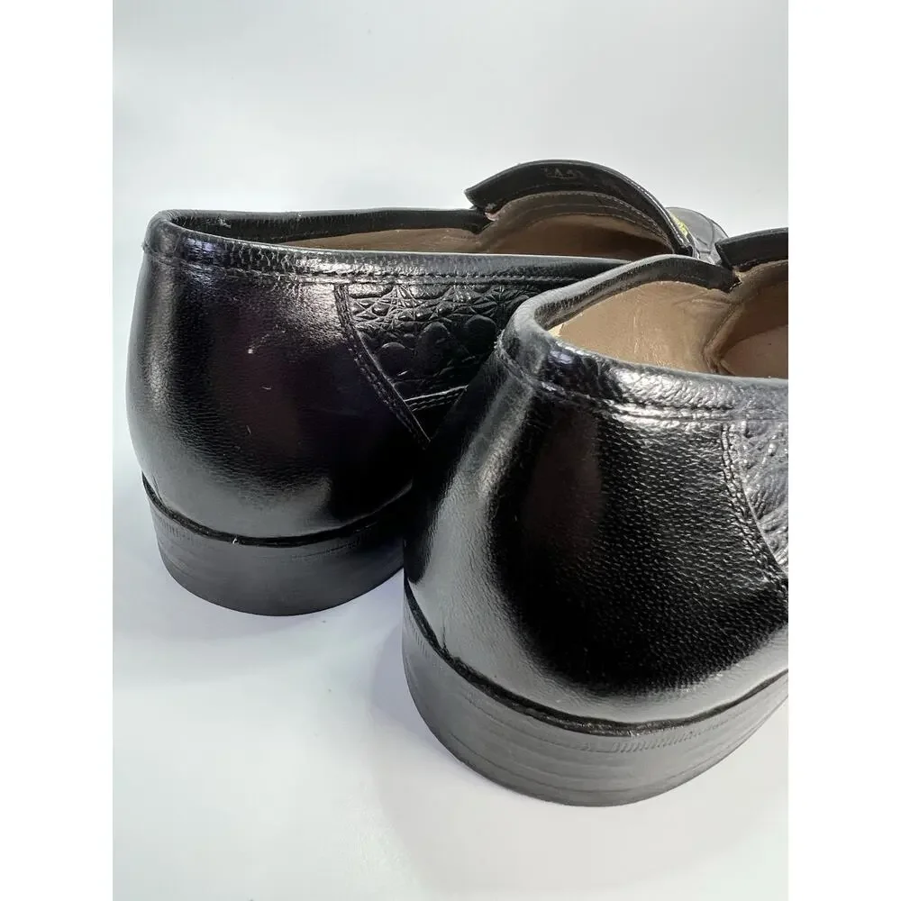 Carlos Santos Black Loafer Mens Leather Dress Shoes Size 8 Made In Portugal 3442